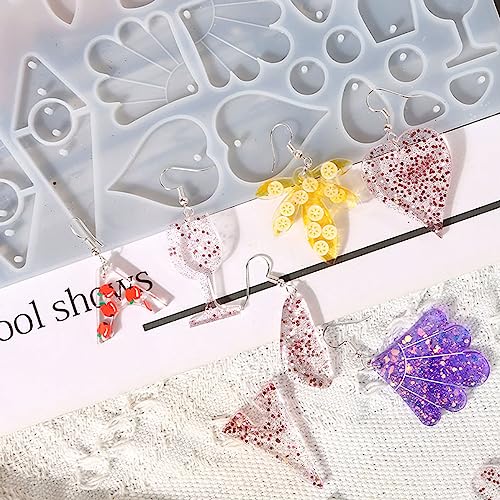 Attuslla Earring Silicone Resin Molds Earring Epoxy Resin Molds DIY Craft with Ear Hooks, Jump Rings for DIY Women Earrings, Pendants, Rings, Jewelry Craft Supplies - color: Style 5