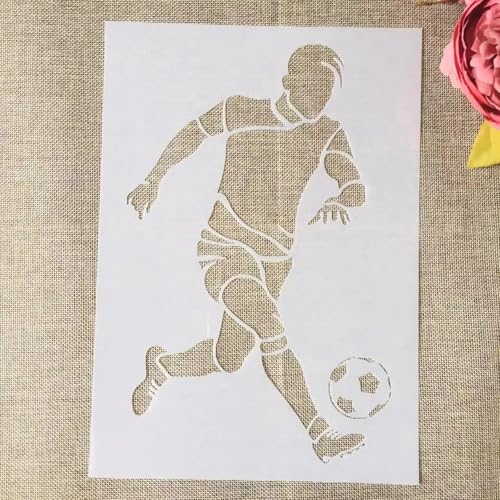 TIAMECH A4 Reusable Football Sports Stencil for Painting | Playing Soccer Layering Template, DIY Wall Art, Wood Furniture, Scrapbook & Crafts (8.3x11.7inch) - style: Football Sports