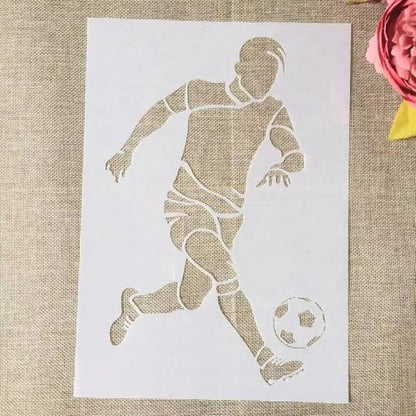 TIAMECH A4 Reusable Football Sports Stencil for Painting | Playing Soccer Layering Template, DIY Wall Art, Wood Furniture, Scrapbook & Crafts (8.3x11.7inch) - style: Football Sports