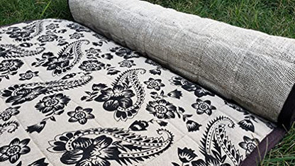Organic Hemp Yoga Mat, 100% Handmade, Eco-Friendly, Natural and Biodegradable, multipurpose yoga mat. - color: black print