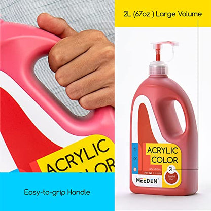 MEEDEN Scarlet Red Acrylic Paint with Pump Lid, 1/2 Gallon (2L /67.6 oz.) Heavy-Body Non-Toxic Rich Pigment Color, Perfect for Art Class, Wall Painting, Painting Party & Creative DIY - color: Scarlet Red