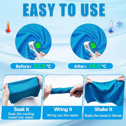 4 Packs Cooling Towel, 40" x 12" Microfiber Cooling Towels for Neck and Face, Soft Breathable Gym Towel for Working Out with Waterproof Bag & Carabiner, Sweat Towels for Running, Yoga, Travel, Climb | High-density microfiber,Soft Breathable,Portable,Reusa