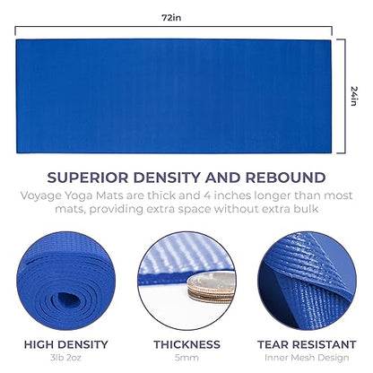 Voyage 5mm Studio Yoga Mats, 4 Pack, 72x24in - color: Dark Blue