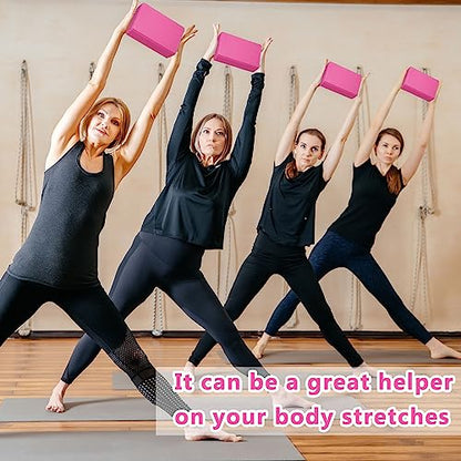 Honoson 20 Pcs Yoga Blocks Bulk 9''x6''x3'' High Density EVA Foam Blocks for Exercise Pilates Meditation, Lightweight Non-slip Surface, Improve Strength Balance Flexibility - color: Rose Red