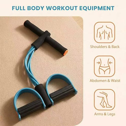 Upgraded Durable 6-Tube Pedal Resistance Strap with Handle, Natural Rubber Fitness Resistance Strap, Multifunctional Fitness Strap, Suitable for Abdominal, Waist, arm, and Leg Shaping Training - color: Blue