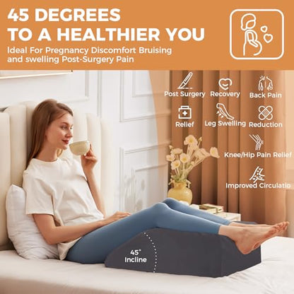 BIEEZZK Leg Pillow Elevation Blood Circulation, 23.6×16.8×8in, Velvet Grey - color: Velvet Grey