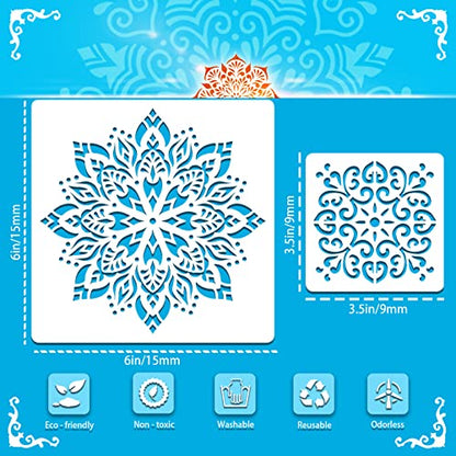 SUNFEEL 22Pack Mandala Craft Stencils – Mandala Templates 6 x 6 in and 3.5 x 3.5 in Reusable Painted Painting Stencils, for Painting On Wood and Canvas, DIY Crafts Andfurniture - style: A-Mandala