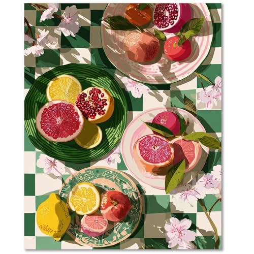 Fruit Paint by Numbers Kit for Adults, Paint by Number for Adults 16x20 in | Food Painting by Numbers for Adults, Acrylic Oil Painting, DIY Crafts for Adults, Ideal Gifts for Home Wall Decor, Frameless - color: Fruit