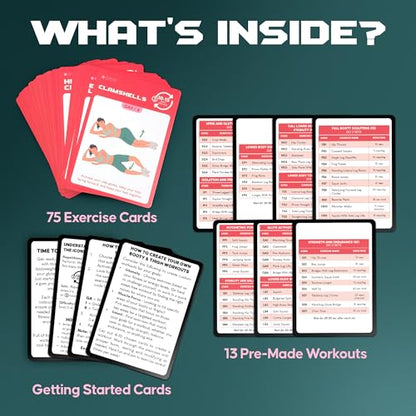 Zinsk 75 Booty & Thighs Exercise Cards - No Equipment Needed Glute Workouts to Shapen and Lift - Compact 3.5" x 2.5" Cards for Fun, Fast Home or Travel Leg and Butt Workouts for Women - style: Booty Cards