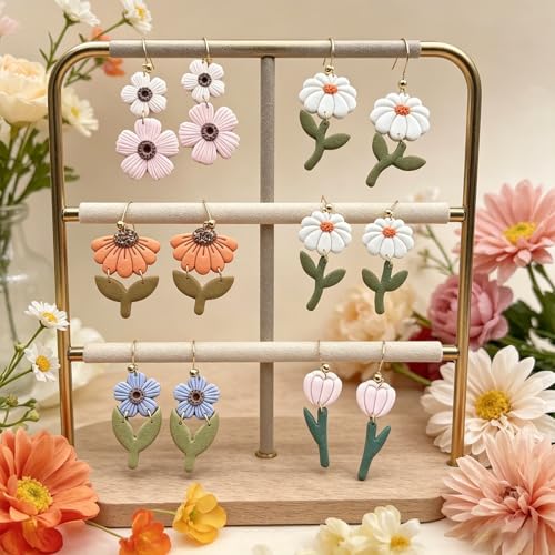 12 Pcs Floral Polymer Clay Cutters Set - Daisy & Flower Shaped Clay Cutters for Polymer Clay Jewelry Making, Fit Romantic Valentine's Day Gift for Wife, Friends & Sisters - color: Flower-12pcs