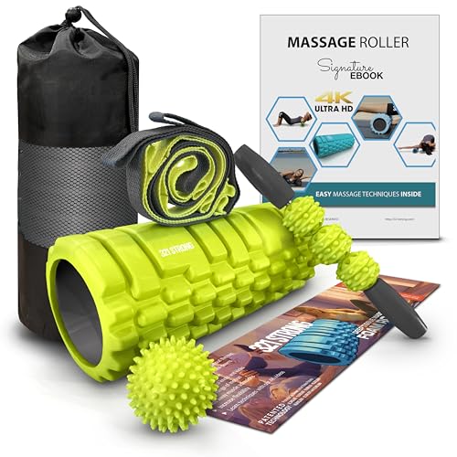 321 STRONG 5-in-1 Massage Set, Complete Mobility Kit for Workout Recovery - color: Bright Lime