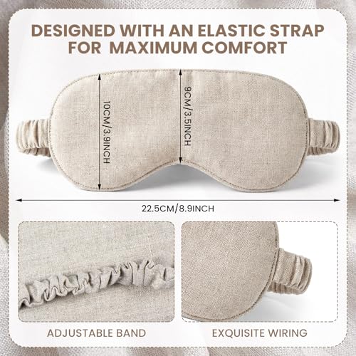 2 Set Pure Linen Sleep Mask Organic Cotton Eye Cover Gift,Linen - color: Linen