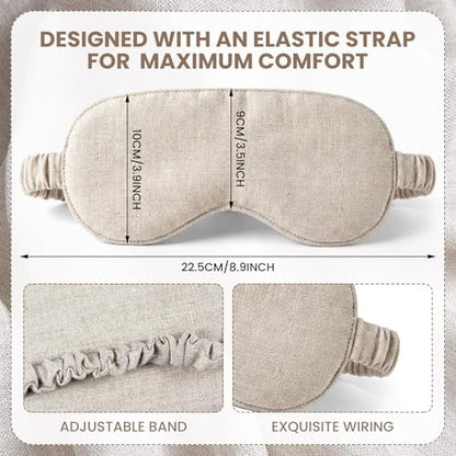 2 Set Pure Linen Sleep Mask Organic Cotton Eye Cover Gift,Linen - color: Linen