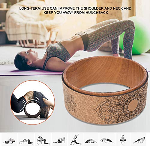 Cryfokt Yoga Wheel, High Density PU Roller for Back Pain Relief | Flexible & Tear-Resistant, Stretching & Flexibility Aid, Premium Quality Roller for Aches & Tension - color: Wood grain inner ring