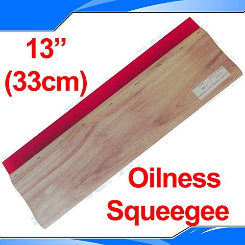 INTBUYING Screen Printing Squeegee Ink Squeegee Wooden Oiliness Scraper 75 Durometer 13inches Long 4 inches Wide with Rubber Blade and Wooden Handle - size: 13 inches long