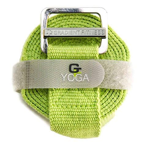 Gradient Fitness Yoga Strap, Friction-Less Easy-Feed Buckle, Super Soft Cotton/Polyester Blend Webbing, Free eGuide. (8 Feet) - color: Green