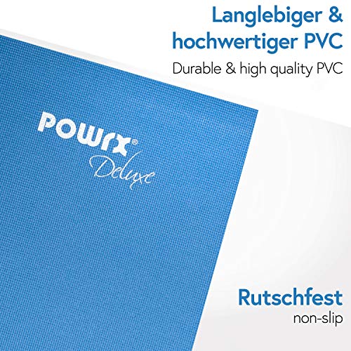 POWRX Extra-Thick Exercise Yoga Mat | Non-Slip Surface | Versatile Workout | Pilates Mat | Travel-Friendly Design with Strap | Ideal for Stretching and Training | 173 x 61 x 0.4 cm | Royal Blue