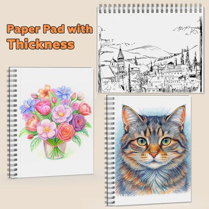 joibabe Spiral Bound Mixed Media Sketchbook, 160 GSM Heavyweight Paper, 60 Sheets, Acid Free Art Notebook for Drawing, Watercolor, Acrylic, Sketching, 5.5x8.5 Inch, 2 Pack - size: 5.5" x 8.5"