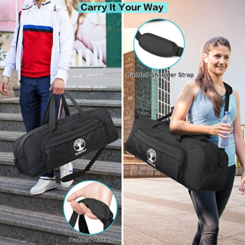 Yoga Mat Bag Carrier with 8-Pocket & Wet Pocket, Air Vent | Large Yoga Mat Holder Fits Thick Mats & Blocks | Gym Duffle Bag for Women & Men - color: Black