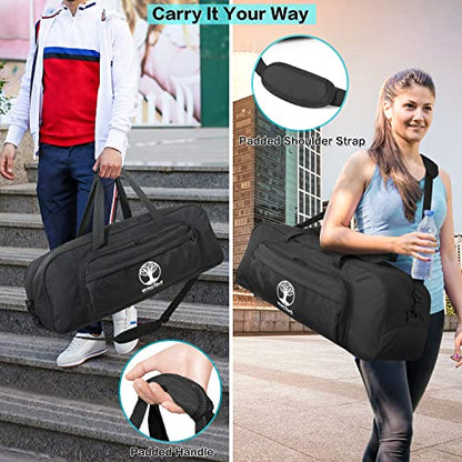 Yoga Mat Bag Carrier with 8-Pocket & Wet Pocket, Air Vent | Large Yoga Mat Holder Fits Thick Mats & Blocks | Gym Duffle Bag for Women & Men - color: Black