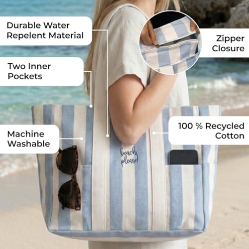 Folkulture Beach Tote Bags For Women, Beach Must Haves 2026-18x15 Inch | Waterproof,Sandproof, Large Tote Bags for Women, Swimming Pool, Beach Essentials, Simple Modern Pool Bag, Bolsos Para Mujeres - color: Beach Please