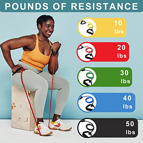 Resistance Bands with Handles, Exercise Bands with Handles, Door Anchor - color: red-20lbs