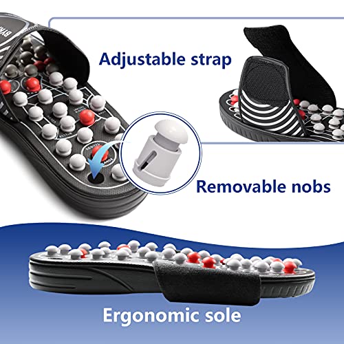 BYRIVER Lower Back Pain Relief Massager Device Product, Spiky Ball Roller Foot Massage Slippers Sandals Shoes, Healthcare Relaxation Gift for mom dad（05XS - color: Blue Spring Slippers, size: XS-Women(5-6.5)