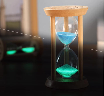 100% Bamboo Sand Timers, Hourglass Sand Timers 10Min, Wooden Sandglass Timer for Toothbrush Timer Games Classroom Home Office Cooking（Blue+10Min） - color: Blue, size: 10Min