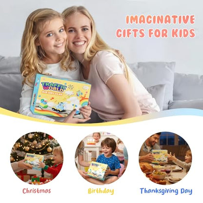 Air Dry Clay Kits for Kids - hittaty Traffic Model Magic Clay, 12 Boxes Molding Clay for Kids with Sculpting Tools and Tutorials, Safe, Soft & Non-Sticky DIY Arts and Crafts Gift for Boys & Girls