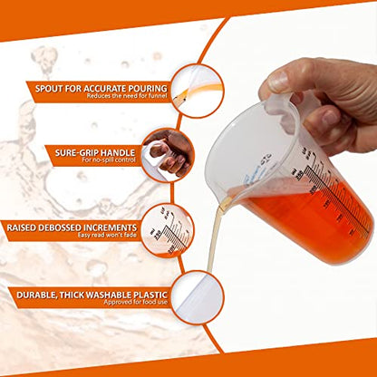 8oz 1 Cup Measure Pitcher with Convenient Conversion Chart– Food Grade - Great for Cooking, Home Hobbies, Aquariums, Pet Additives, Medical and Lab Chemicals with High Chemical Resistance by Turnah - size: 8 oz