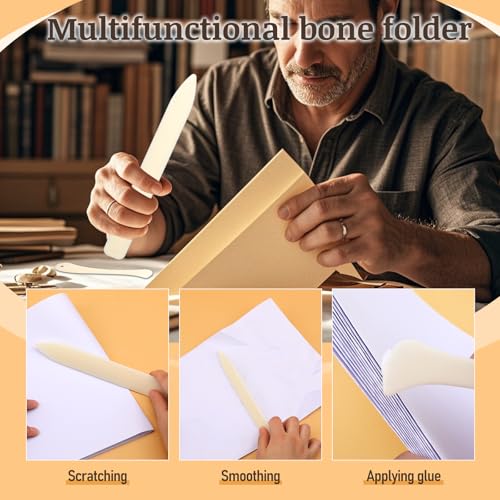 Book Binding Kits Bookbinding Kit Book Binding Materials Bone Folder Tool | 33 Pcs Paper Folding Tool Book Binding Supplies with Sewing Needle Waxed Thread Steel Ruler Awl for Bookbinding - color: 33 Pcs Style B