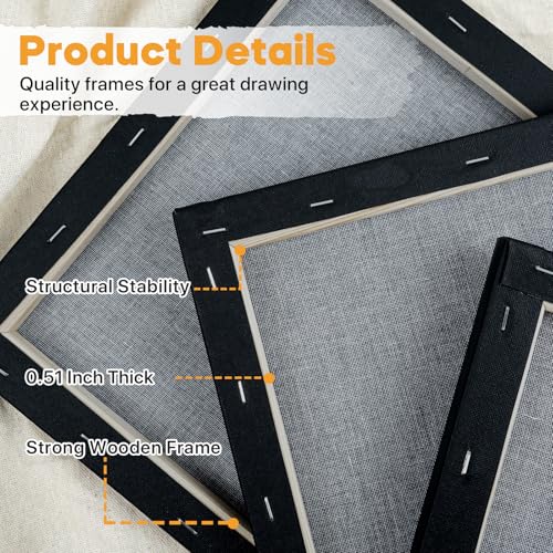 CONDA Black Stretched Canvas 11x14 inch 8 Pack Canvases for Painting, 100% Cotton, 8 oz Gesso-Primed, 5/8 Inch Profile Artist Canvas Value Bulk Pack for Acrylics, Oils Painting - size: 11"x14" 8 Pack
