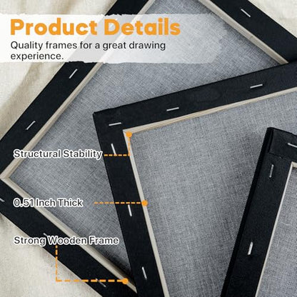 CONDA Black Stretched Canvas 11x14 inch 8 Pack Canvases for Painting, 100% Cotton, 8 oz Gesso-Primed, 5/8 Inch Profile Artist Canvas Value Bulk Pack for Acrylics, Oils Painting - size: 11"x14" 8 Pack