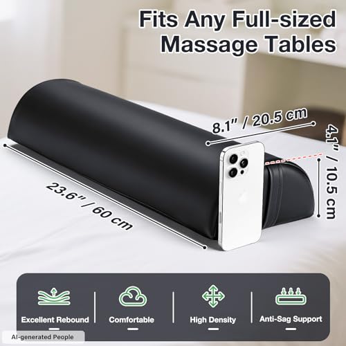 Upgraded Large Massage Bolsters for Under Legs, 24x8x4 in Half Moon Pillow - color: Large Black - 24x8x4 in - Pu Leather