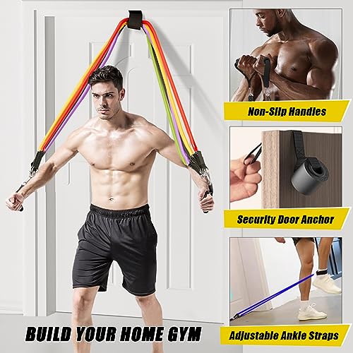 23 Pack Resistance Bands Set Workout Bands, 5 Stackable Exercise Bands