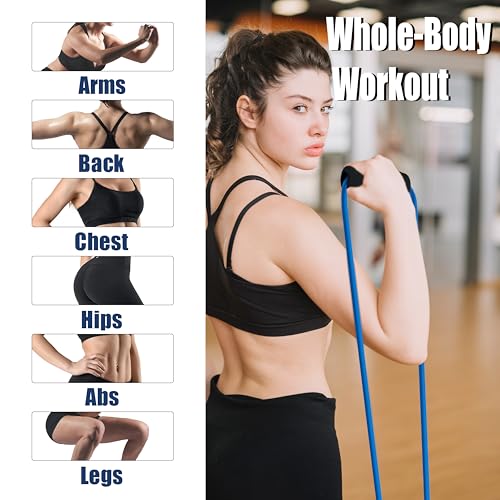 [Set of 2] Figure 8 Fitness Resistance Bands with Soft Handles, Skin-Friendly Natural Latex Elastic Loop,10-15 Pound Tension, Long and Short Stretch, Exercise and Workout for Men and Women
