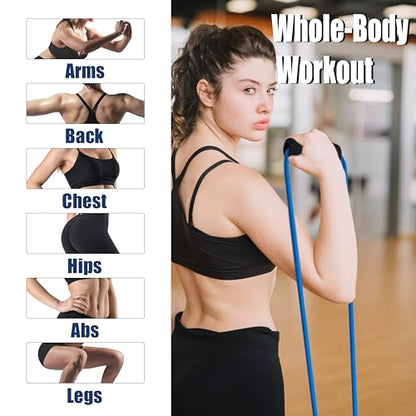 [Set of 2] Figure 8 Fitness Resistance Bands with Soft Handles, Skin-Friendly Natural Latex Elastic Loop,10-15 Pound Tension, Long and Short Stretch, Exercise and Workout for Men and Women