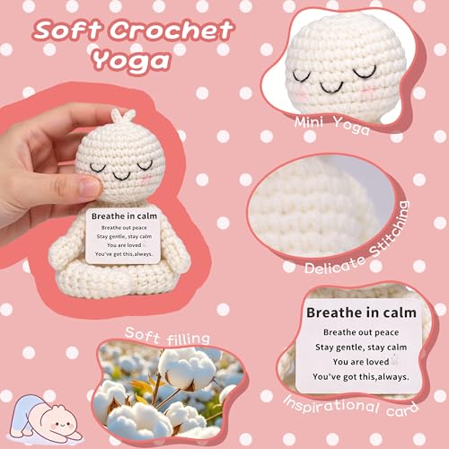 Meditation Gifts for Women Girls- Mini Yoga Crochet Emotional Support Relaxation Gifts for Women,Mindfulness Calm Your Mind for Stress & Anxiety Relief Wellness Gift for Friends, Therapist Zen Decor