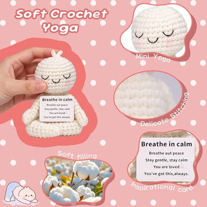 Meditation Gifts for Women Girls- Mini Yoga Crochet Emotional Support Relaxation Gifts for Women,Mindfulness Calm Your Mind for Stress & Anxiety Relief Wellness Gift for Friends, Therapist Zen Decor