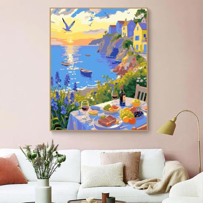 ZRIZQ Landscape Paint by Numbers Kit for Adults Beginner,Cityscape,16x20 | Full set with rich paints,wooden brushes,rolled canvas.Calming activity.Beginner friendly.Just open and paint. - color: 16"X20"Rolled Canvas(Frameless)-Landscape 20