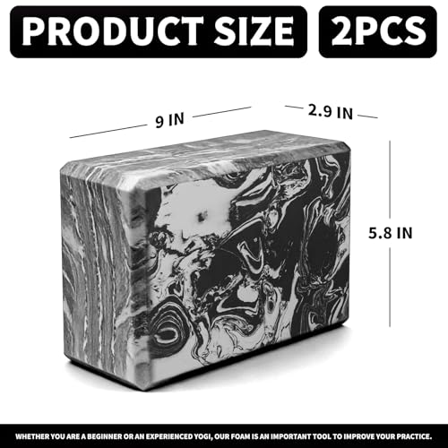 2-Pack Yoga Blocks, High-Density 9"x6"x3" Yoga Brick Foam Blocks Non-Slip EVA Foam Block Yoga Props Accessories for Yoga Pilates Stretching and Meditation - color: Camo Black