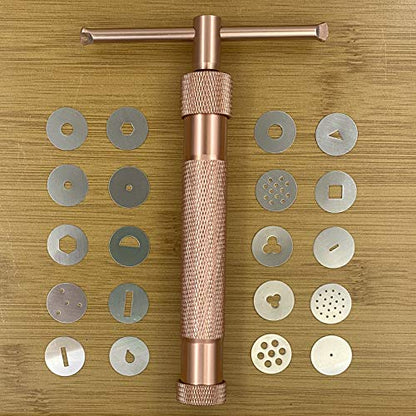 Fondant Extruder with 20 Discs, Sugar Paste Extruder,Clay Extruder, Cake Decor Tool Set - color: Champagne