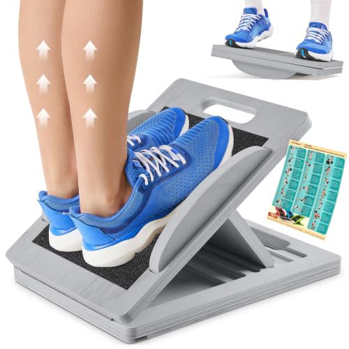 Slant Boards for Exercise, Wooden Slant Board, Calf Stretch Board with 7 Incline Angles, Velour Board, Balance Board & Calf Stretcher, Portable Incline Board for Physical Therapy, Ankle Mobility, Heel & Knees - color: Gray
