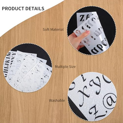 45 Pack Letter Stencils for Painting, Reusable Alphabet & Number Set | 6 Sizes: 1/3" To 2"; Plastic, Washable Sheets; For Crafts, Signs, Scrapbook, Home Decor - size: Small