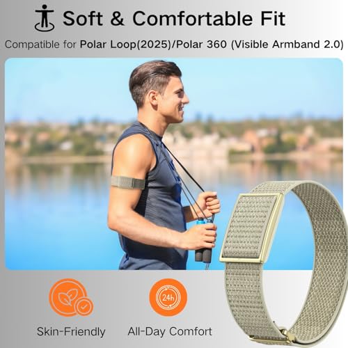 Bicep Bands Compatible for Polar Loop (2025) / Visible Armband 2.0 Straps - color: A-Beige