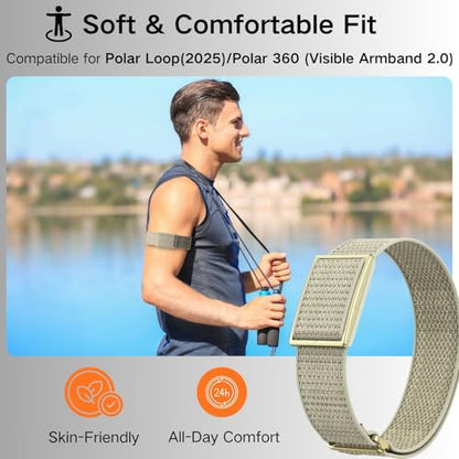 Bicep Bands Compatible for Polar Loop (2025) / Visible Armband 2.0 Straps - color: A-Beige