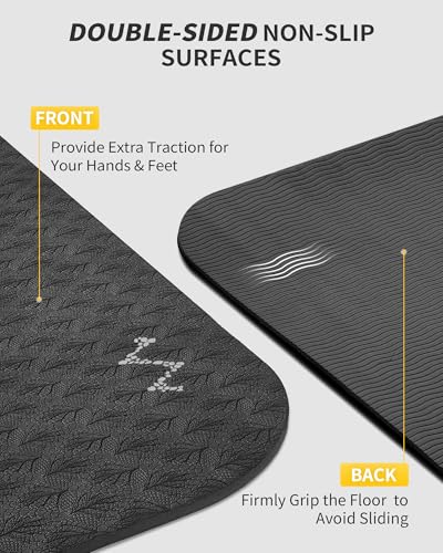 CAMBIVO 72''x48'' Large Yoga Mat, Extra Thick TPE Workout Mat - color: BLACK, size: 6mm