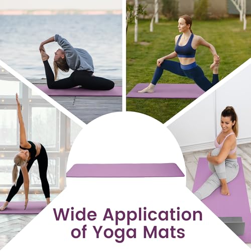 Fitvids Yoga Mat, 1/2-Inch Extra Thick High Density Exercise Mat, Anti-Tear Exercise Yoga Mat with Carrying Strap, Suitable for Various Yoga Exercises - color: Taro Purple