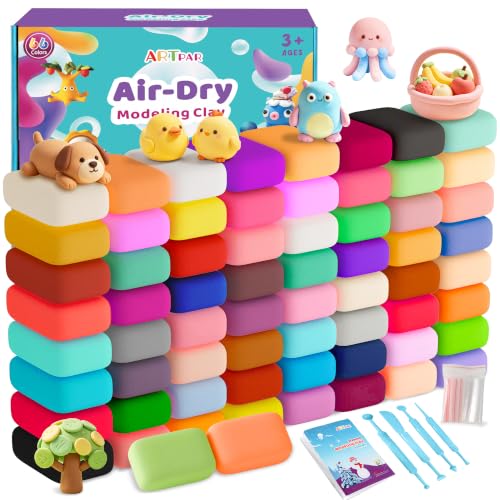 ARTPAR Air Dry Clay 66 Colors,Modeling Clay for Kids,DIY Molding Magic Clay | Soft & Ultra Light,Non Sticky With 4 Sculpting Tools,Creative Diy Arts And Crafts School Classroom Bulk For Boys Girls 3-12Y - color: 66 Colors