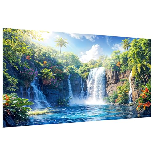 YOYA Large Diamond Art Kits for Adults, Waterfall, 27.5 x 15.7 Inch | 5D Large Diamond Painting Kits, DIY Round Full Drill Diamond Art Waterfall, Diamond Dot Gem Art and Crafts, Home Decor - color: Waterfall Landscape 023